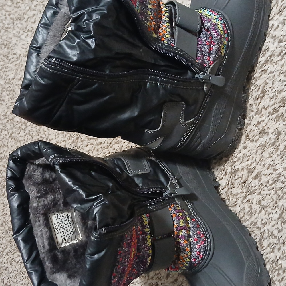 DREAM PAIRS Little Kid Kamick Grey Multi Mid Calf Waterproof Winter Snow Boots - Picture 13 of 16